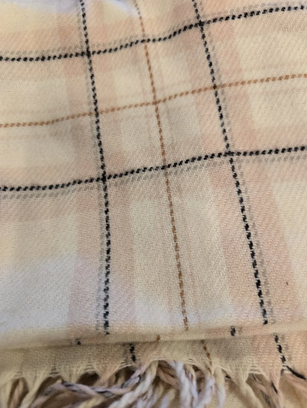 Steve Madden Light Cream Plaid Fringe Scarf - NWT Gifts Fall Winter